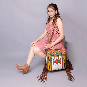 American Darling Crossbody Hand Tooled Saddle Blanket Genuine Leather Women Bag Western Handbag Purse